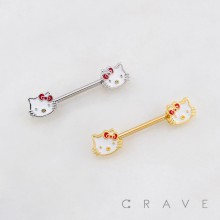 KITTY CAT RIBBON 316L SURGICAL STEEL NIPPLE RING